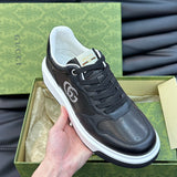 Side profile of Gucci all-black sneakers cushioned comfort fit