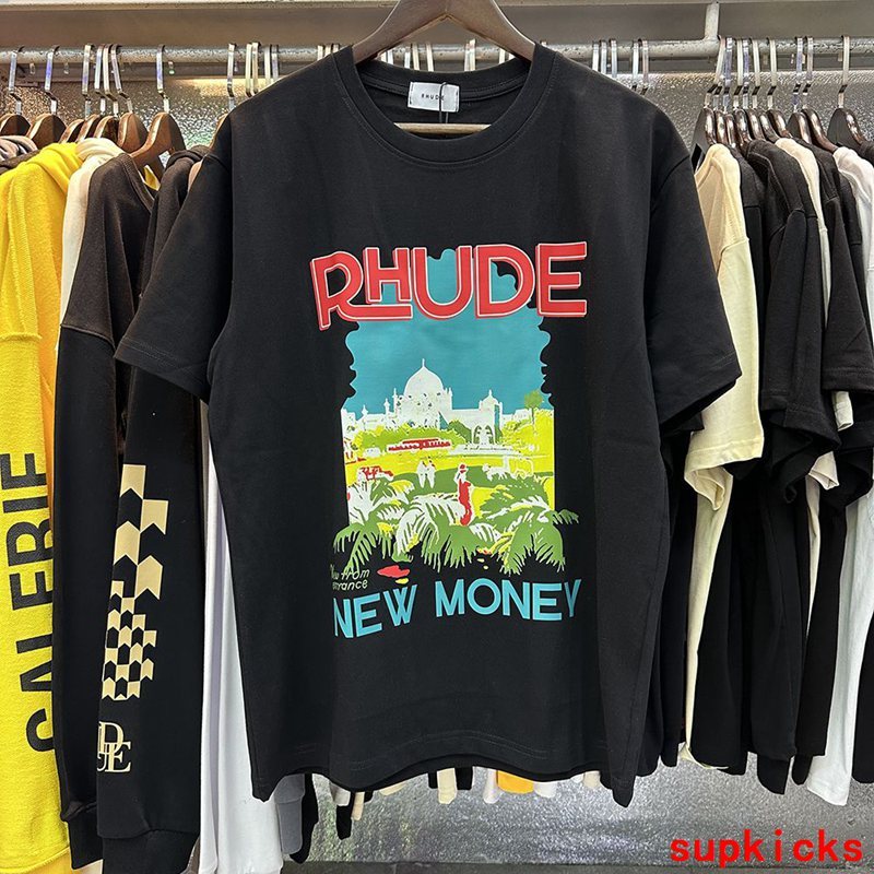 Full styled look of Rhude luxury clothing with relaxed-fit cut