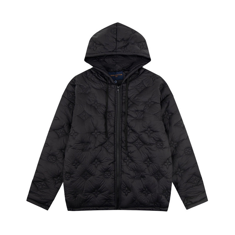 Back view of Louis Vuitton luxury clothing with monogram-inspired silhouette