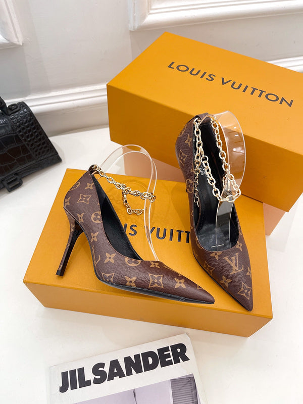 Louis Vuitton Chocolate Brown Chunky Platform Sneakers - Heel Detail View