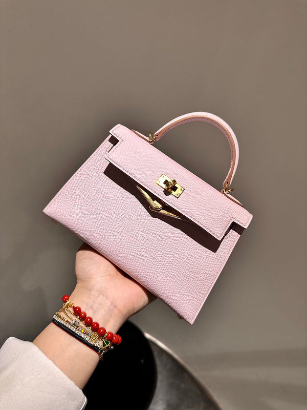 Side view of sculpted structured handbag