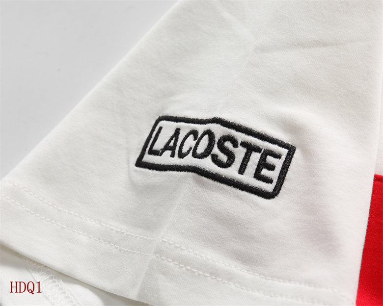 Flat lay presentation of Lacoste luxury clothing with tailored silhouette