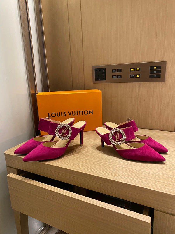 Louis Vuitton Black Bow-Detail Flats - Angled View