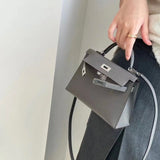 Close-up detail of understated bag design