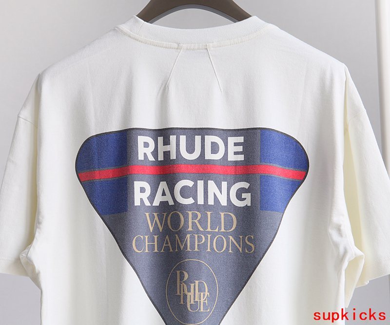 Full styled look of Rhude luxury clothing with monogram-inspired silhouette