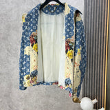 Close-up detail shot of Louis Vuitton luxury clothing with label-forward styling