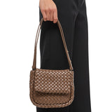 Close-up of Bottega Veneta shoulder bags hardware and fine stitching