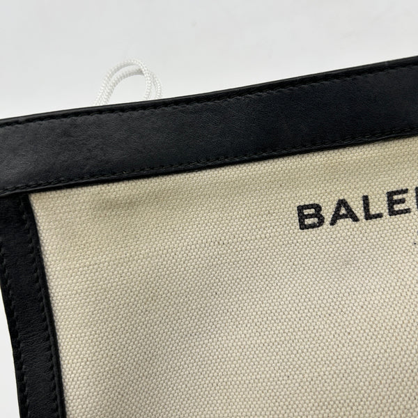 Balenciaga Navy Canvas Leather Large Zip Pouch | Designer Luxury Handbag