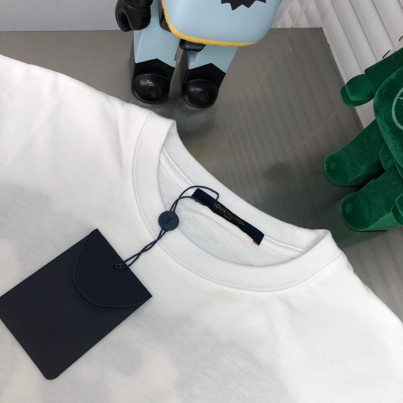 Side profile of Louis Vuitton cotton t-shirt with monogram-inspired silhouette
