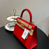 Side view of elegant structured handbag