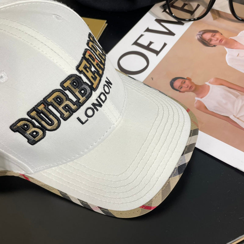 Close-up detail view of Burberry unisex cap