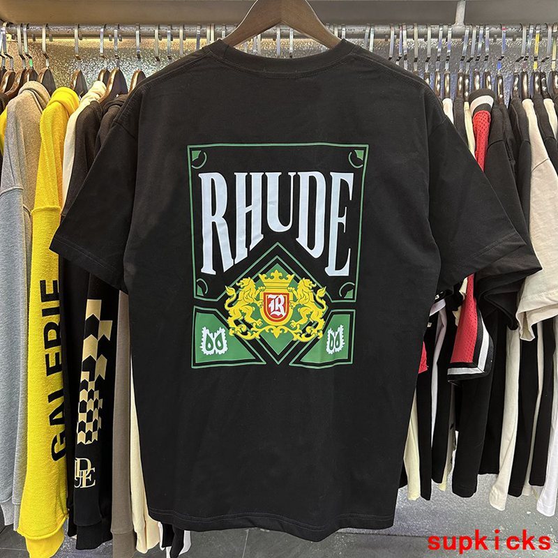 Front view of Rhude luxury clothing with relaxed-fit cut
