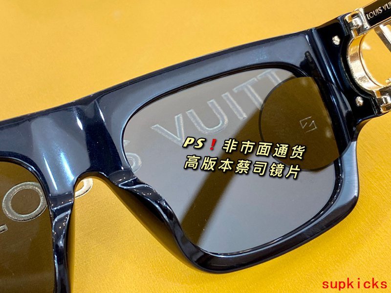 Close-up detail view of Louis Vuitton unisex sunglasses
