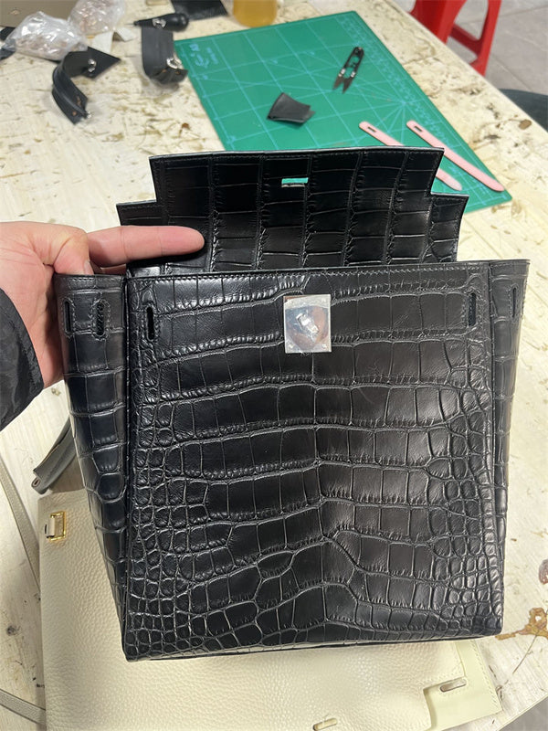 Close-up detail of tailored bag design