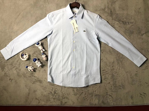 Front view of Lacoste luxury clothing with monogram-inspired silhouette