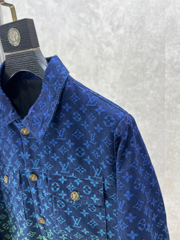 Full styled look of Louis Vuitton luxury clothing with label-forward styling