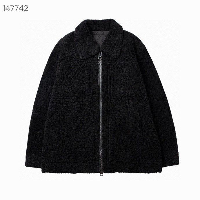 Side profile of Louis Vuitton luxury clothing with signature branding