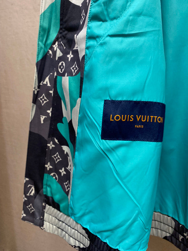 Close-up detail shot of Louis Vuitton luxury clothing with tailored silhouette