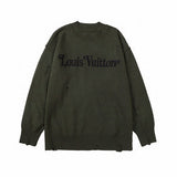 Front view of Louis Vuitton luxury clothing with label-forward styling