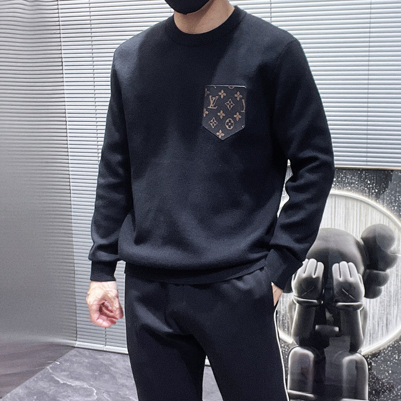 Close-up detail shot of Louis Vuitton luxury clothing with relaxed-fit cut