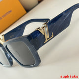 Close-up detail view of Louis Vuitton unisex sunglasses