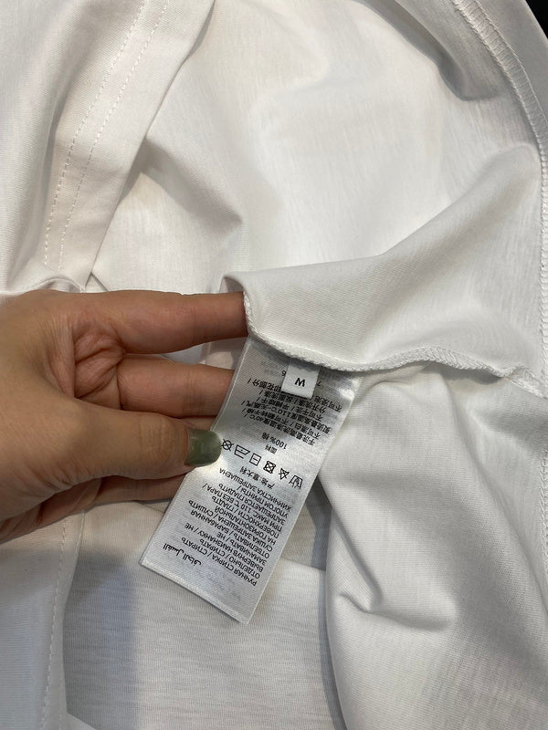 Close-up detail shot of Louis Vuitton cotton t-shirt with tailored silhouette