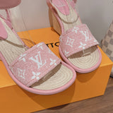 Louis Vuitton Burgundy Platform Heels - Heel Detail View