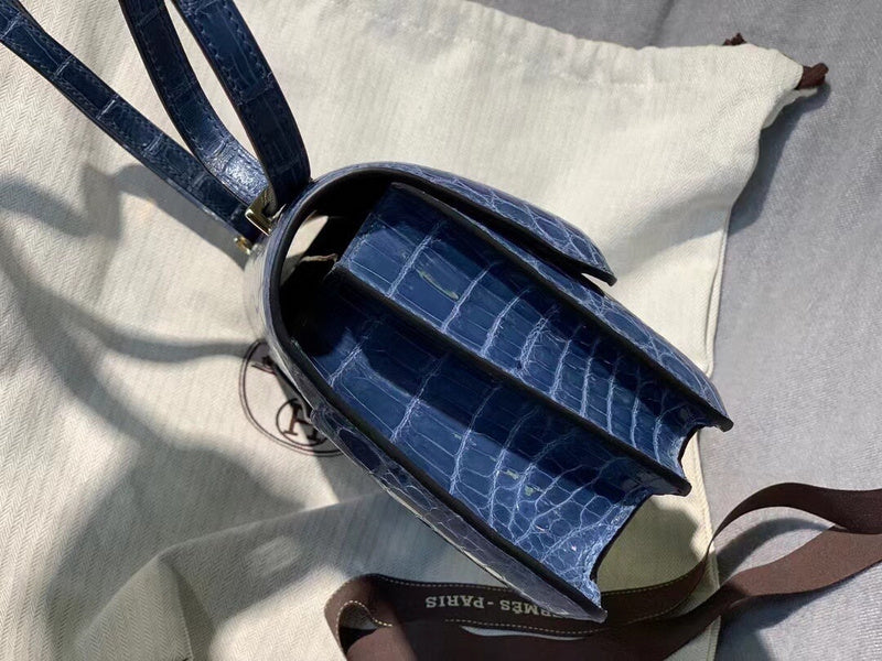 Side view of sophisticated structured handbag