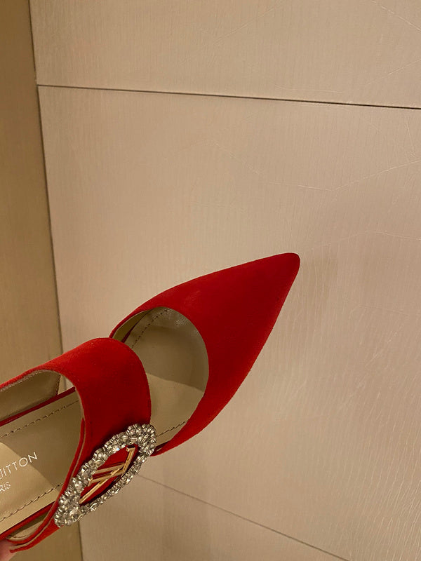 Louis Vuitton Nude Slingback Heels - Detail Shot of Craftsmanship