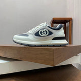 Gucci Luxury sneakers in tonal black premium leather build front view