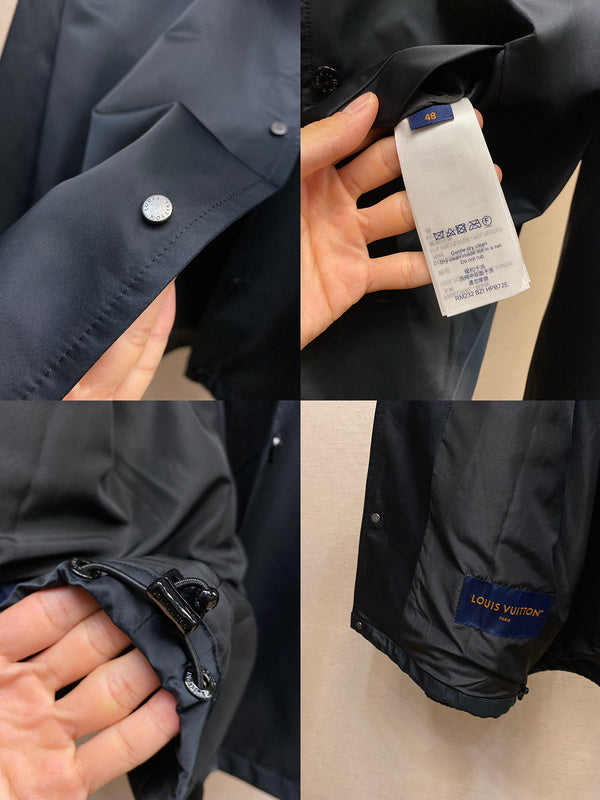 Close-up detail shot of Louis Vuitton luxury clothing with everyday silhouette