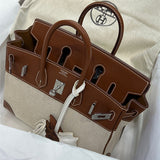 Side view of structured structured handbag