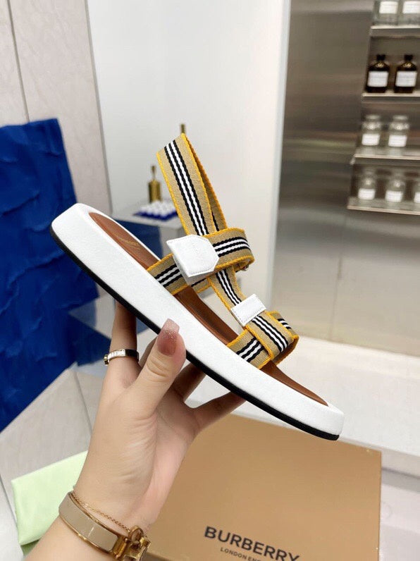 Burberry Tan Slip-On Sneakers - Close-Up Texture View