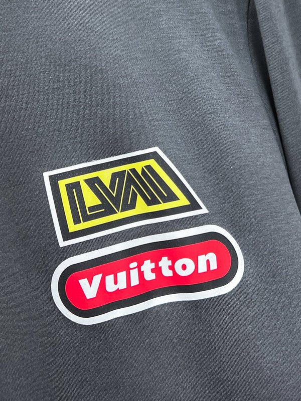 Flat lay presentation of Louis Vuitton luxury clothing with streetwear-inspired cut