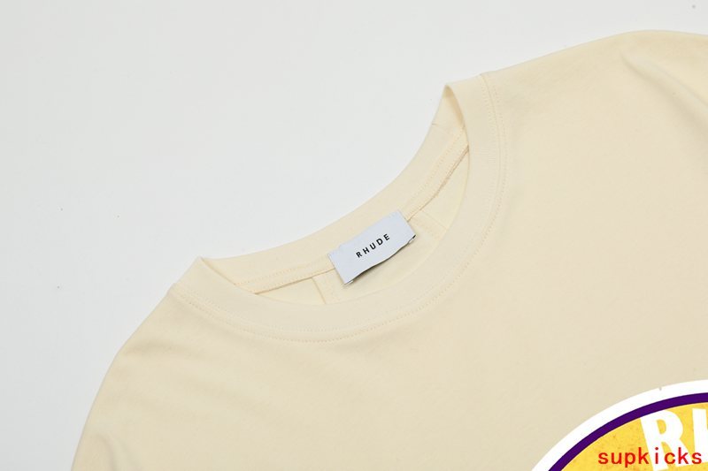 Close-up detail shot of Rhude luxury clothing with tailored silhouette