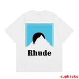 Full styled look of Rhude luxury clothing with tailored silhouette