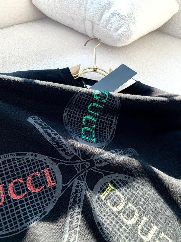 Side profile of Gucci luxury clothing with monogram-inspired silhouette