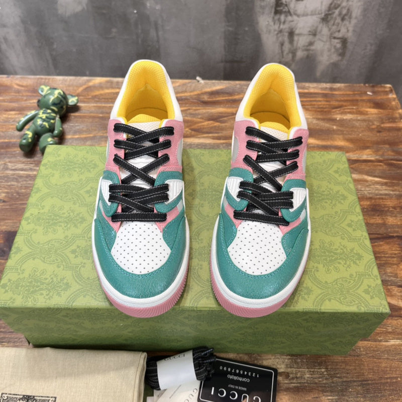 Gucci neutral cream luxury sneakers view 8 signature lace-up style
