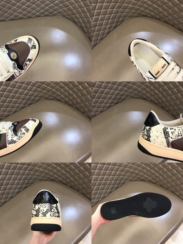 Side profile of Gucci stone beige sneakers premium leather build