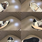 Side profile of Gucci stone beige sneakers premium leather build