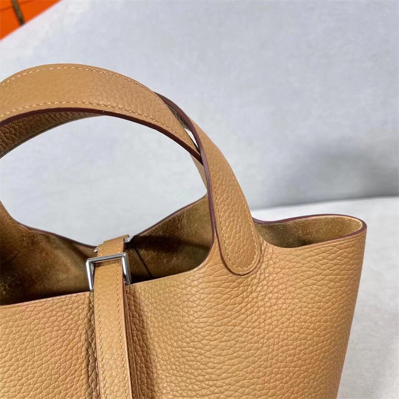 Side view of contemporary structured handbag