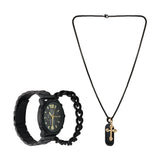 Front view of Ed Hardy men's black bracelet