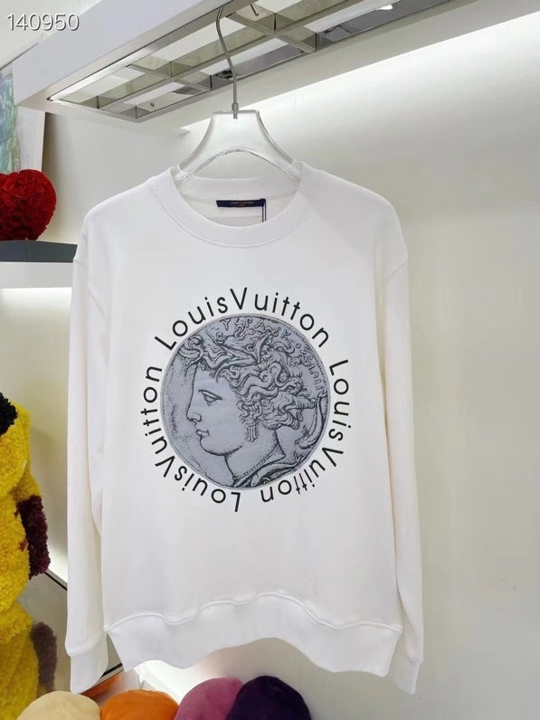 Close-up detail shot of Louis Vuitton luxury clothing with runway-inspired design
