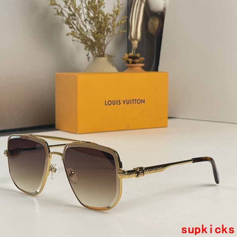 Close-up detail view of Louis Vuitton unisex sunglasses