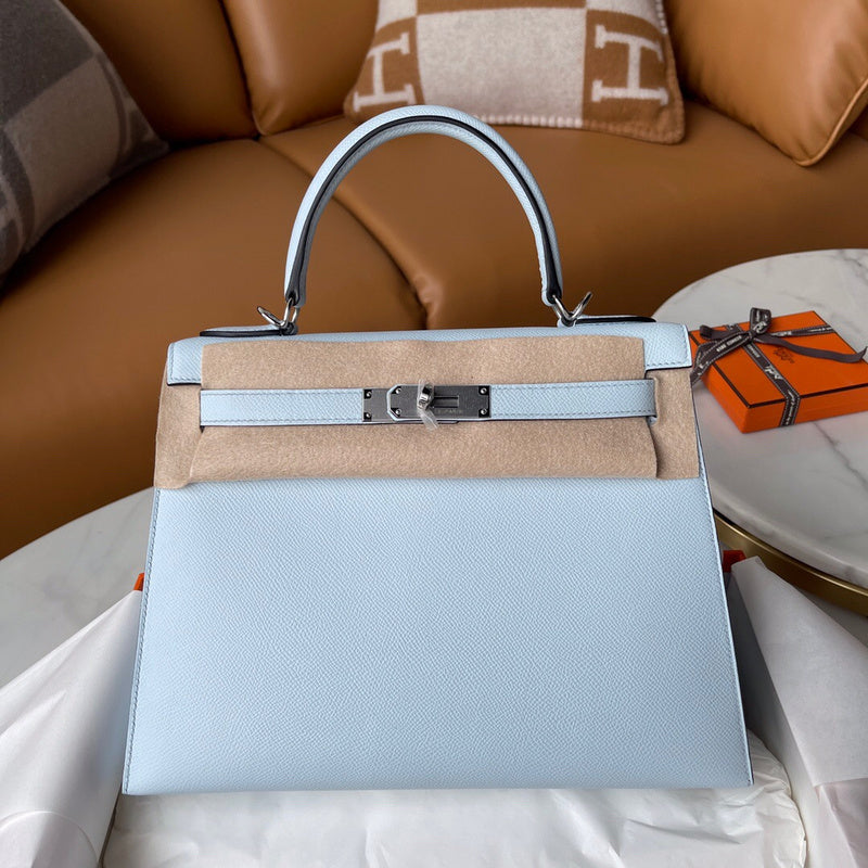 Side view of sculpted structured handbag