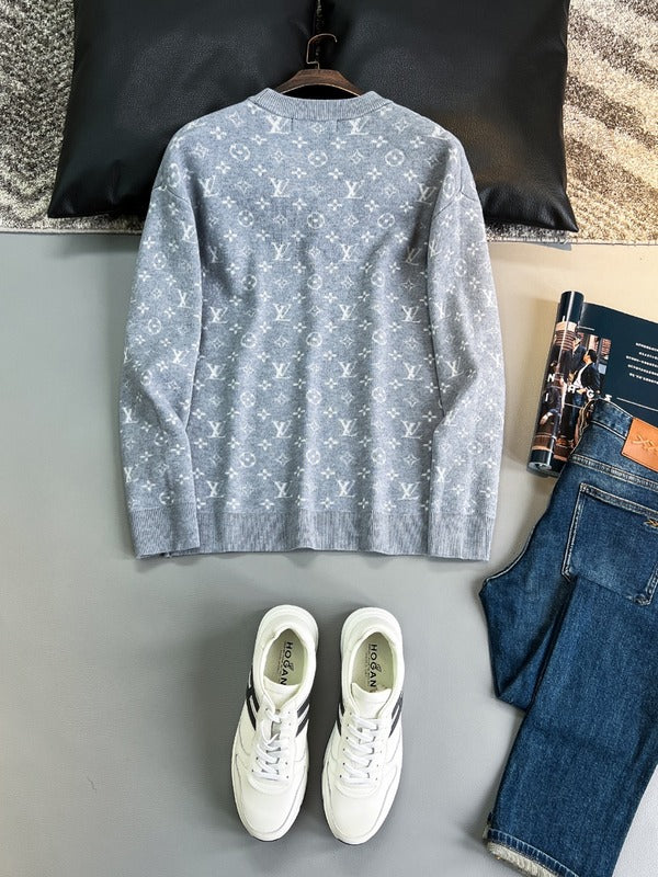 Side profile of Louis Vuitton luxury clothing with monogram-inspired silhouette