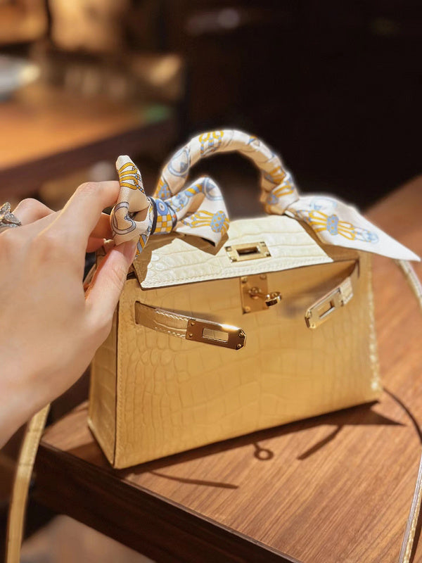 Side view of chic structured handbag
