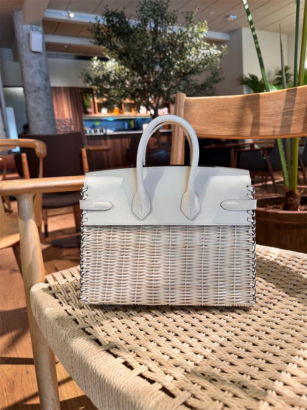 Side view of fluid structured handbag