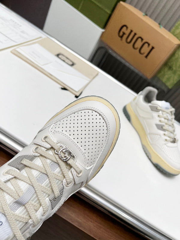 Gucci crisp white luxury sneakers view 8 retro runner design