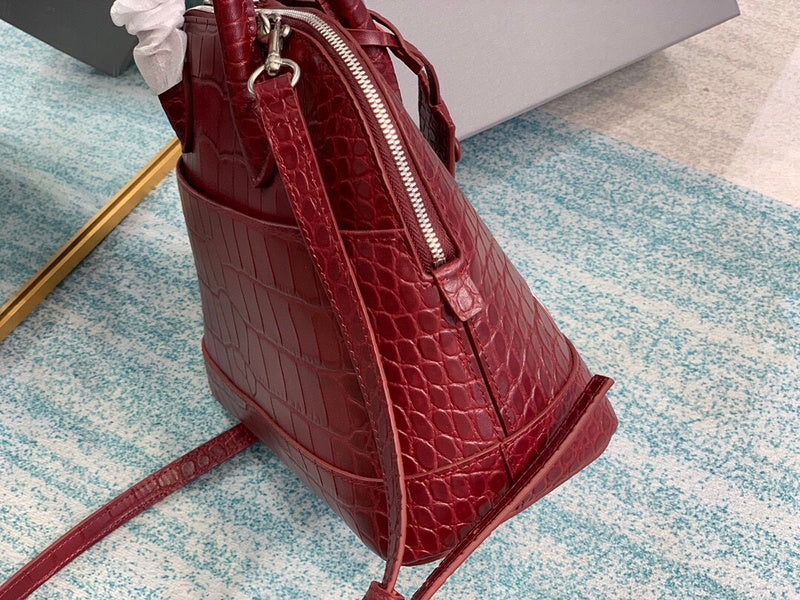 Bold Vegan Leather Handbag - Smooth Faux-Leather Exterior | Women's Designer-Inspired Purse #663 - hardware and detail close-up (image 5) of designer-inspired handbag